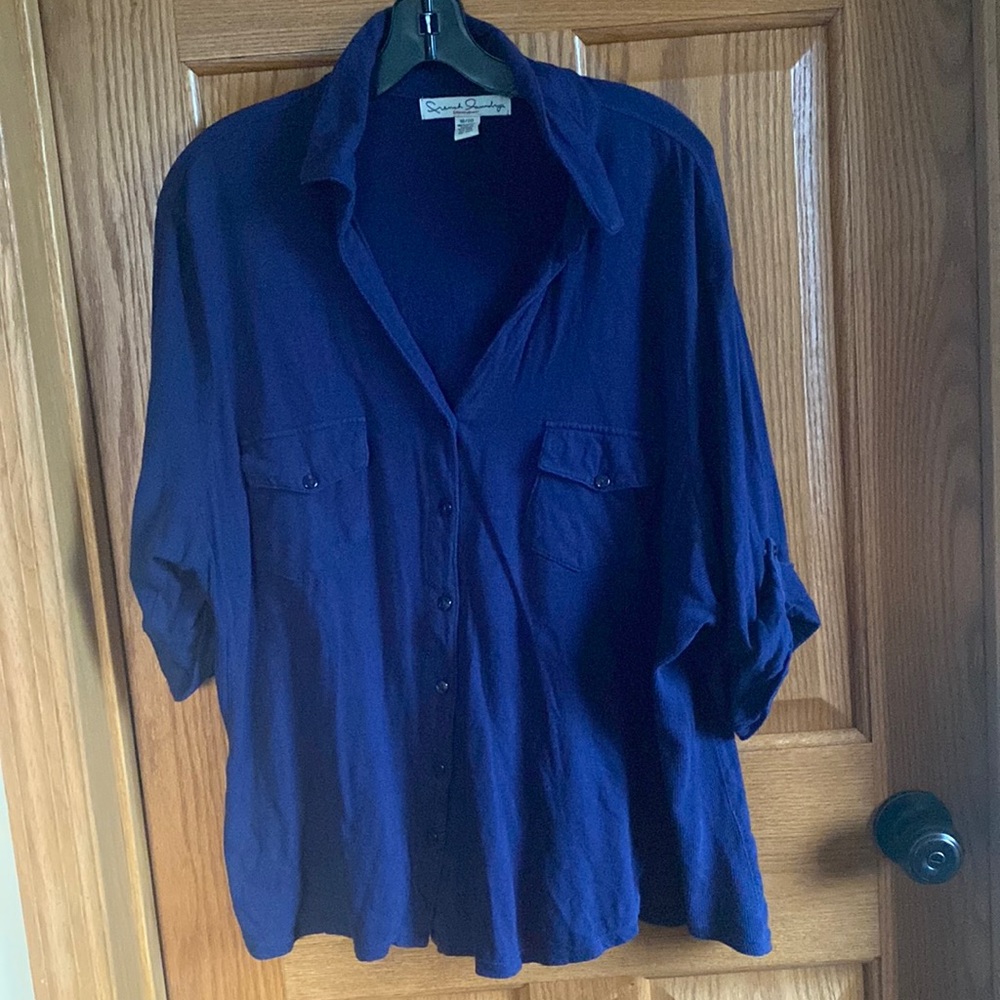 French Laundry Blue Oversized Button Down Shirt